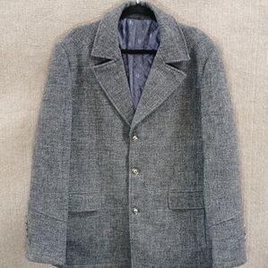 Jingpin Fushi Jacket Men's Large Gray Wool Blend Sports Coat Overcoat Academia